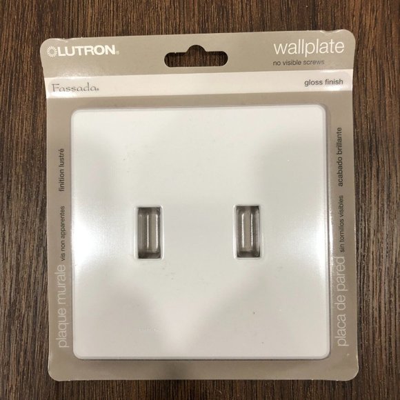 LUTRON Fassada 2 Gang Non Visible Screw Wallplate Gloss White Switch LOT OF 2 - Picture 2 of 5